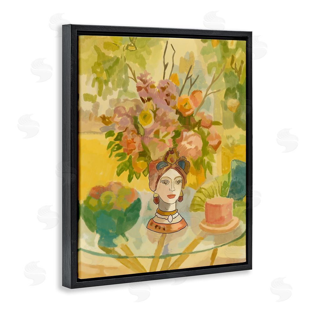 Amelia Noyes Flower Head Vase Black Floating Frame Canvas Wall Art