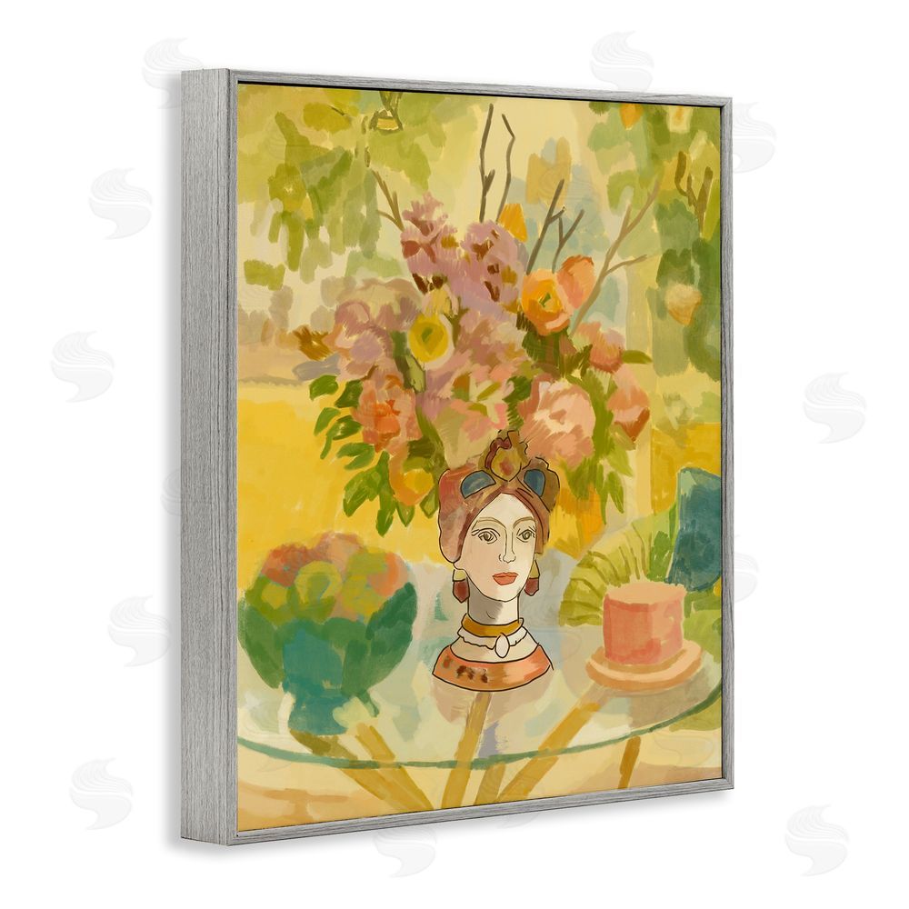 Amelia Noyes Flower Head Vase Gray Framed Giclee Wall Art Print
