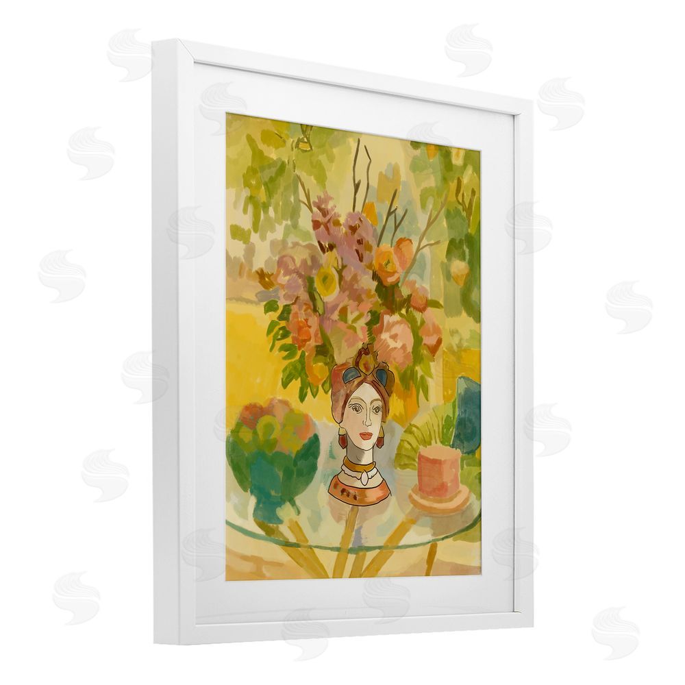 Amelia Noyes Flower Head Vase White Framed Print Under Glass with Mat Wall Art