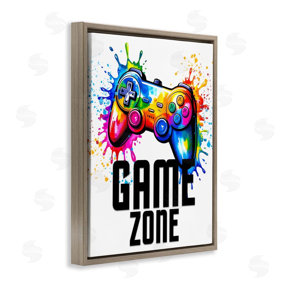 Kim Allen Game Zone Bright Splash Brown Floating Frame Canvas Wall Art Print
