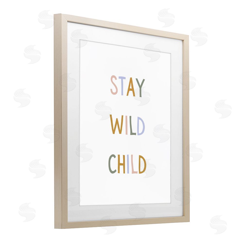 Katie Griggs Stay Wild Child Brown Framed Print Under Glass with White Mat Wall Art