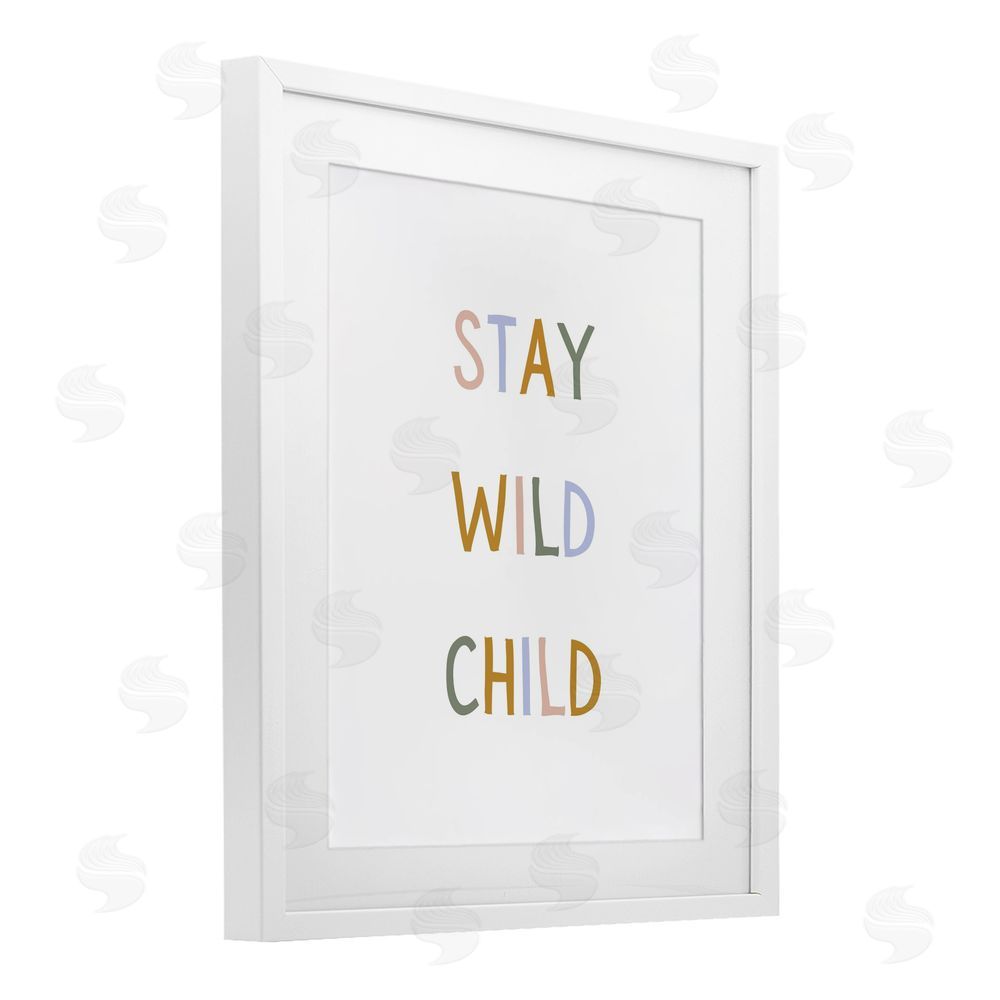 Katie Griggs Stay Wild Child White Framed Print Under Glass with White Mat Wall Art