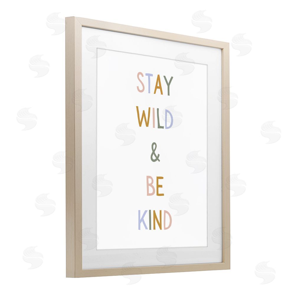 Katie Griggs Stay Wild Be Kind Brown Framed Print Under Glass with White Mat Wall Art
