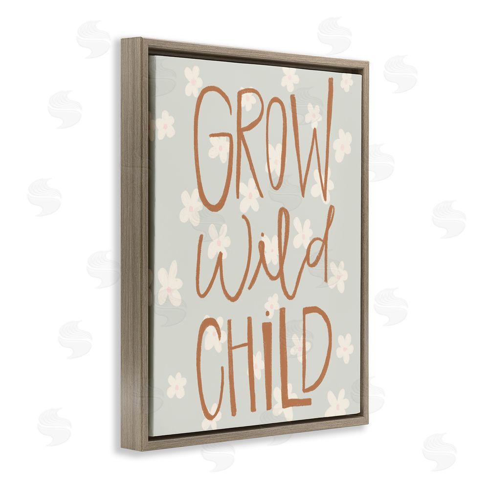 Katie Griggs Grow Wild Child Flowers Brown Floating Frame Canvas Wall Art Print