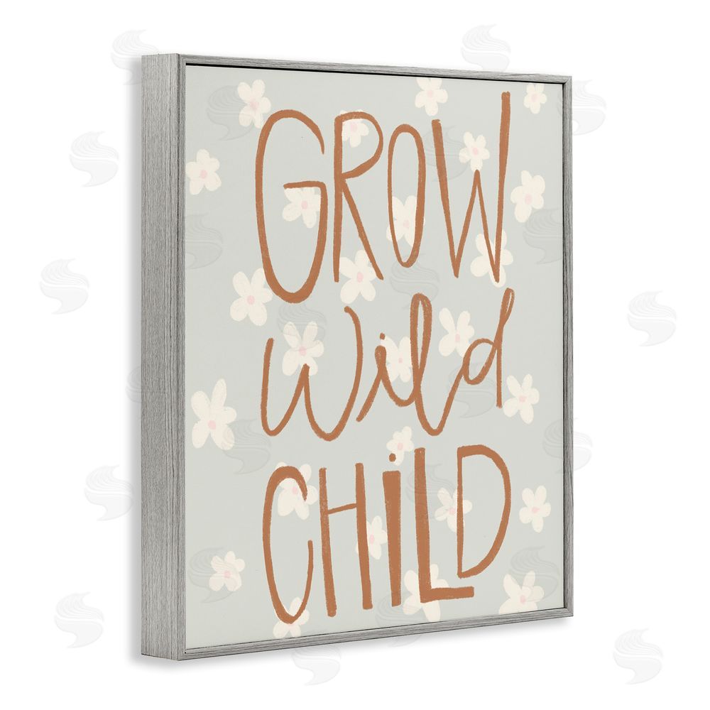 Katie Griggs Grow Wild Child Flowers Gray Framed Giclee Print Wall Art