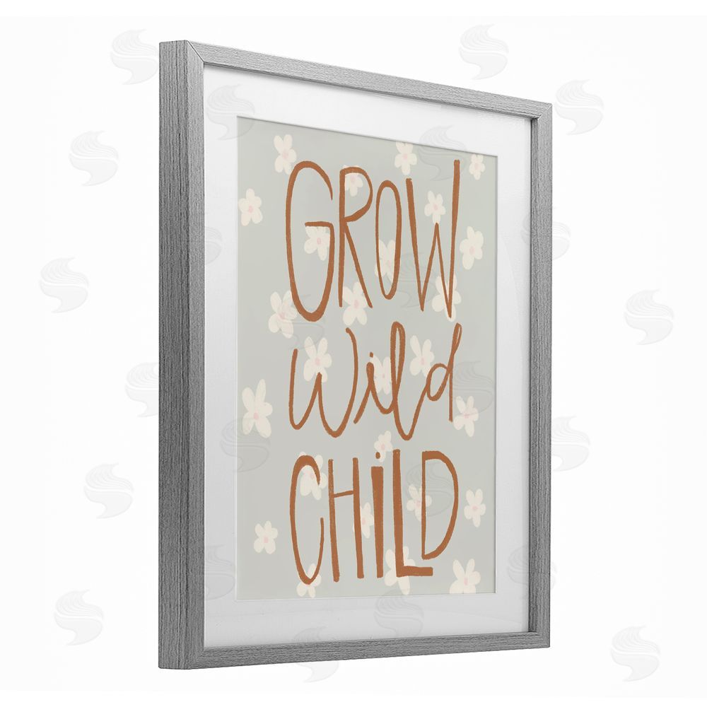 Katie Griggs Grow Wild Child Flowers Gray Framed Print Under Glass Wall Art