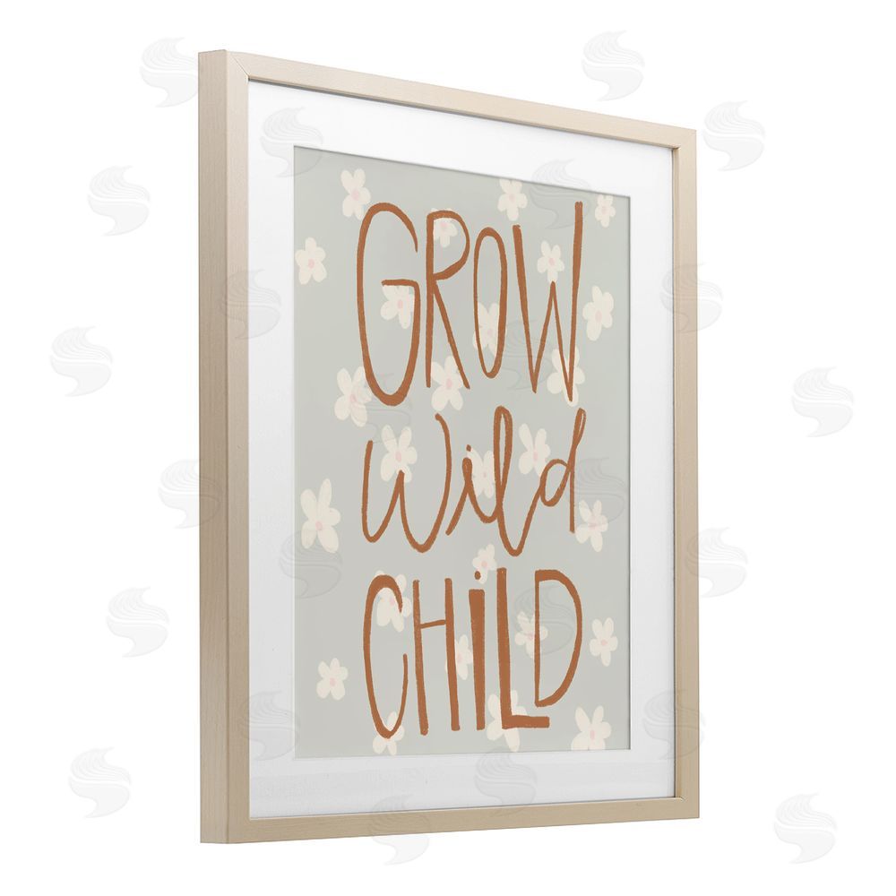 Katie Griggs Grow Wild Child Flowers Brown Framed Print Under Glass Wall Art