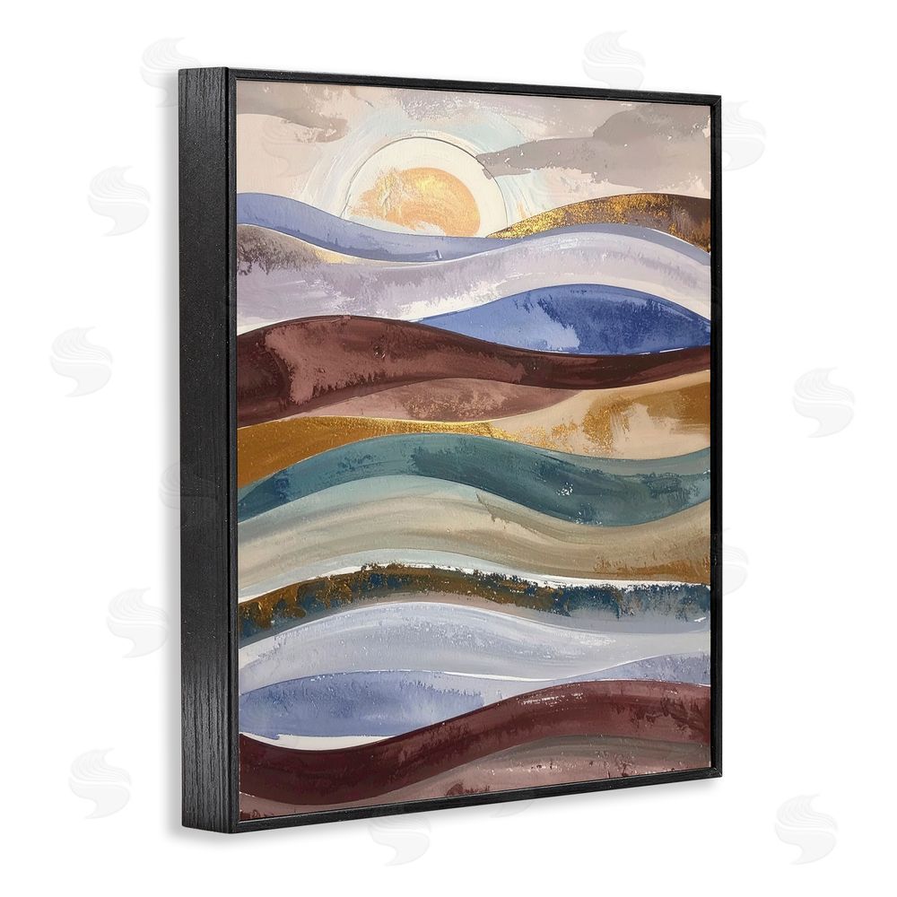 Alonza Saunders Layered Ocean Flow Black Framed Giclee Wall Art Print