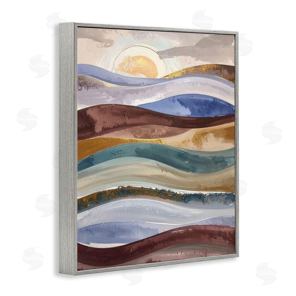 Alonza Saunders Layered Ocean Flow Gray Framed Giclee Wall Art Print