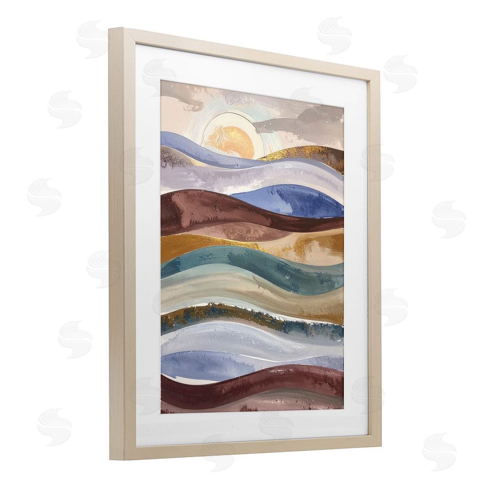Alonza Saunders Layered Ocean Flow Brown Framed Print Under Glass Wall Art