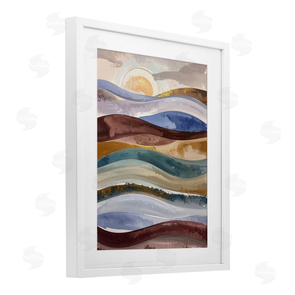Alonza Saunders Layered Ocean Flow White Framed Print Under Glass Wall Art