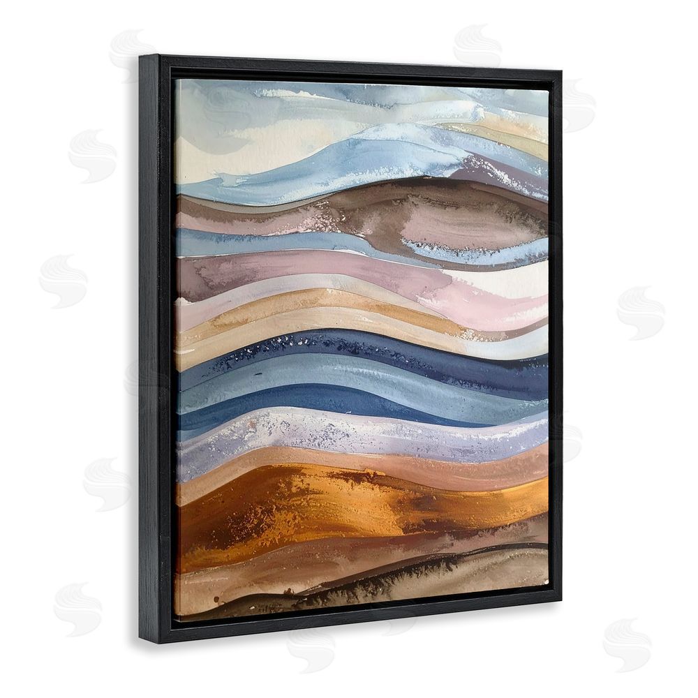 Alonza Saunders Ocean Flow Layers Black Floating Frame Canvas Wall Art Print