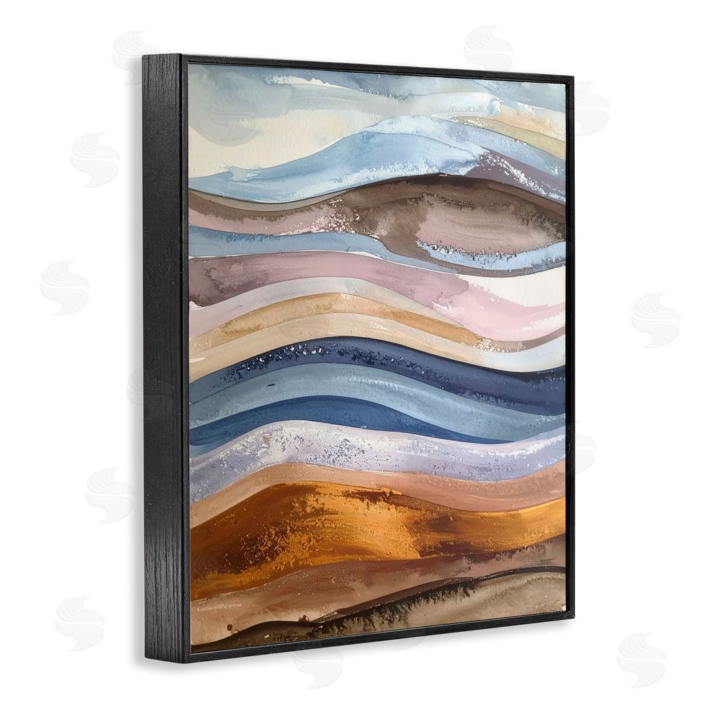 Alonza Saunders Ocean Flow Layers Black Framed Giclee Wall Art Print