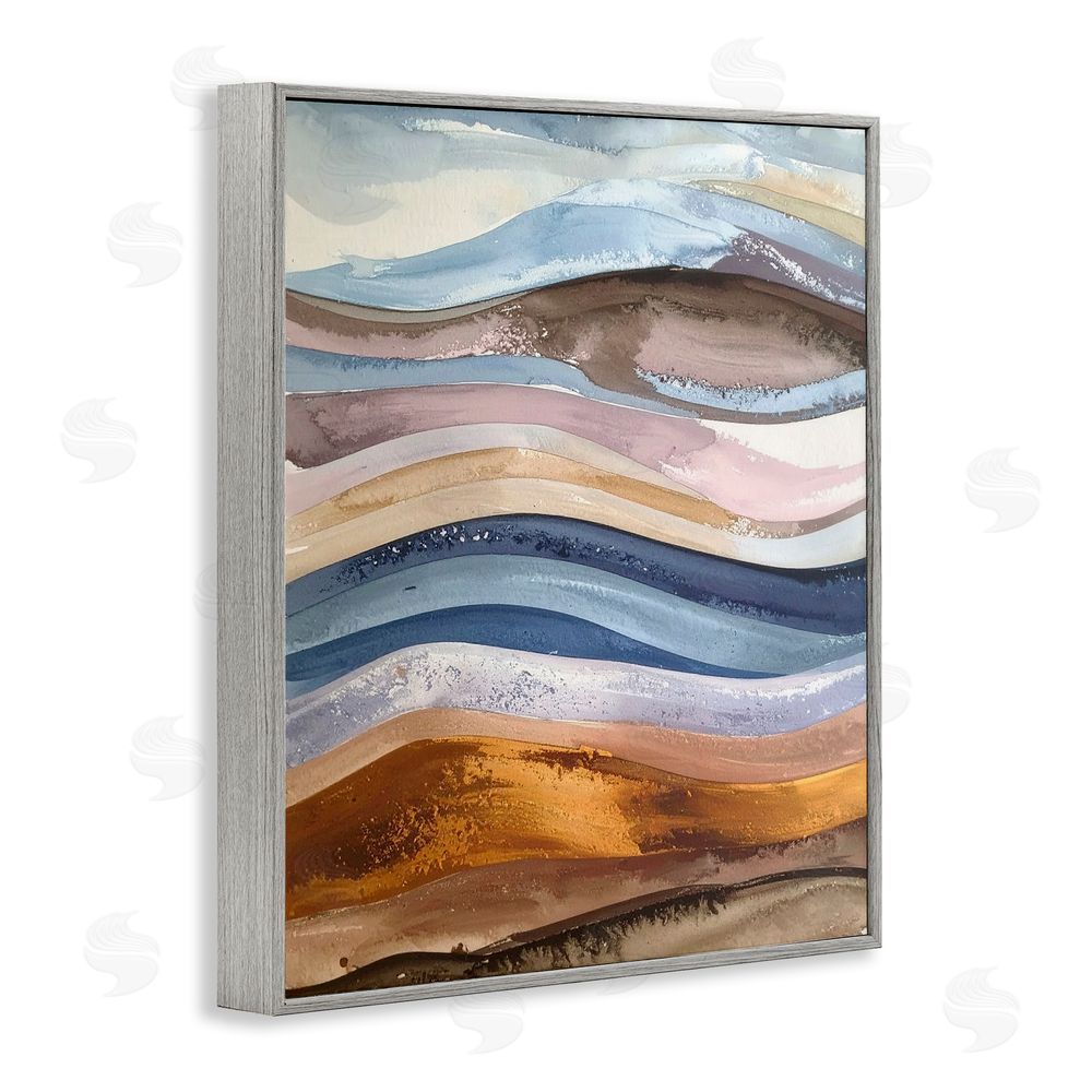 Alonza Saunders Ocean Flow Layers Gray Framed Giclee Wall Art Print