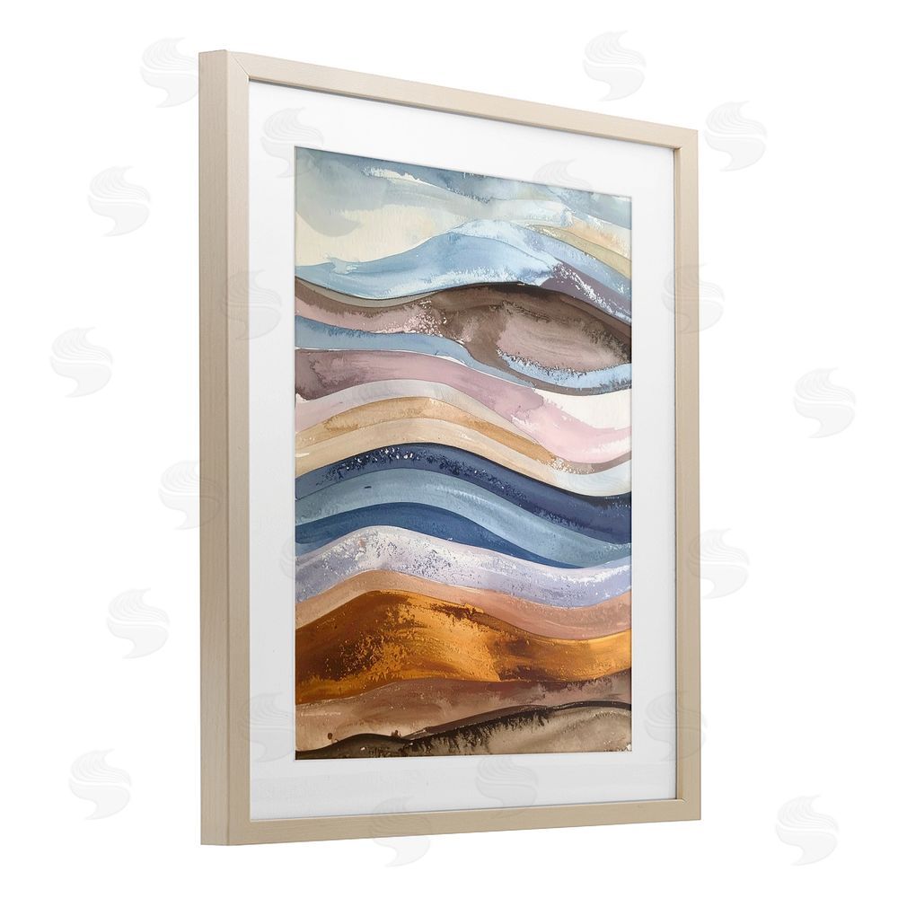 Alonza Saunders Ocean Flow Layers Brown Framed Print Under Glass Wall Art