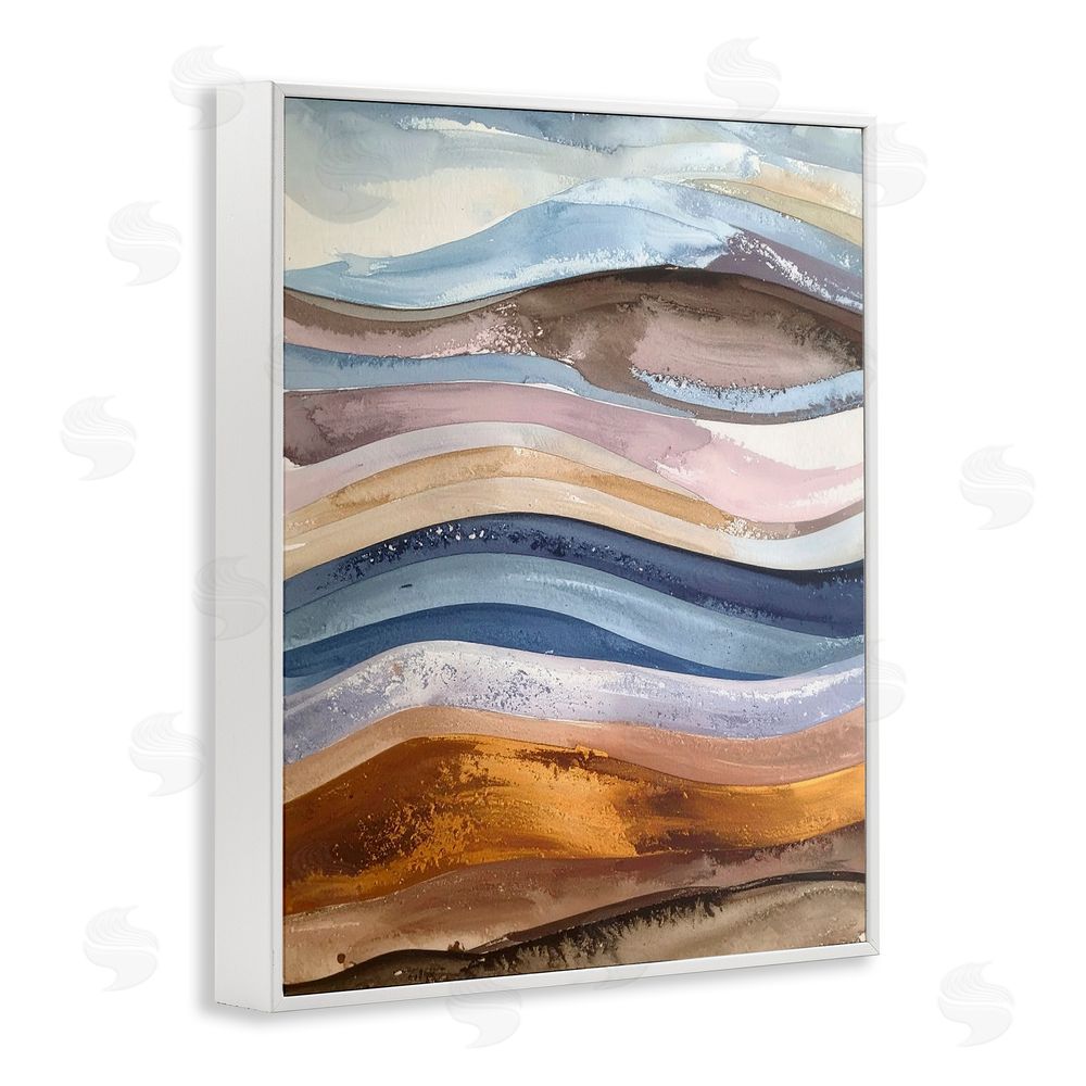 Alonza Saunders Ocean Flow Layers White Framed Giclee Wall Art Print