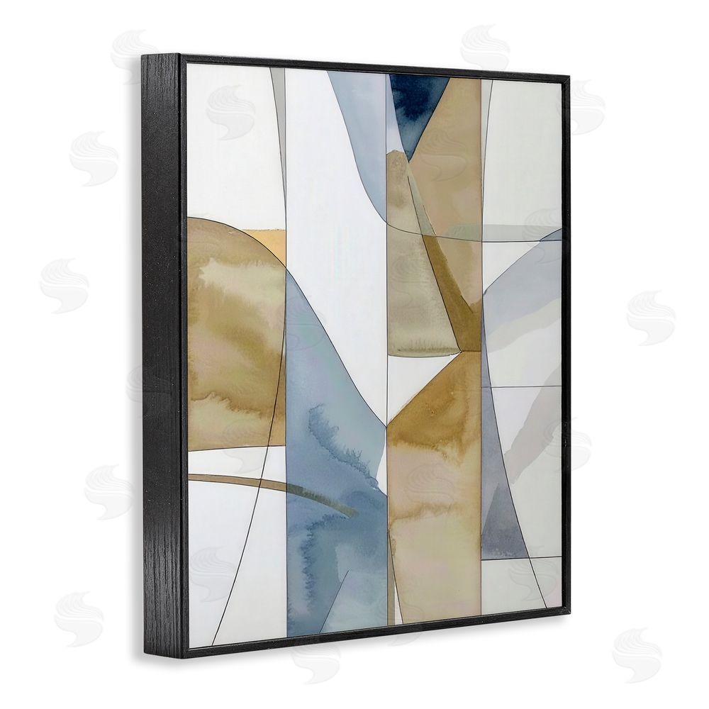 Alonza Saunders Geographic Abstract Sections Black Framed Giclee Wall Art Print