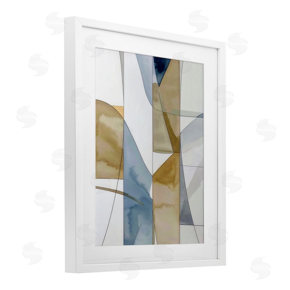 Alonza Saunders Geographic Abstract Sections White Framed Print Under Glass Wall Art