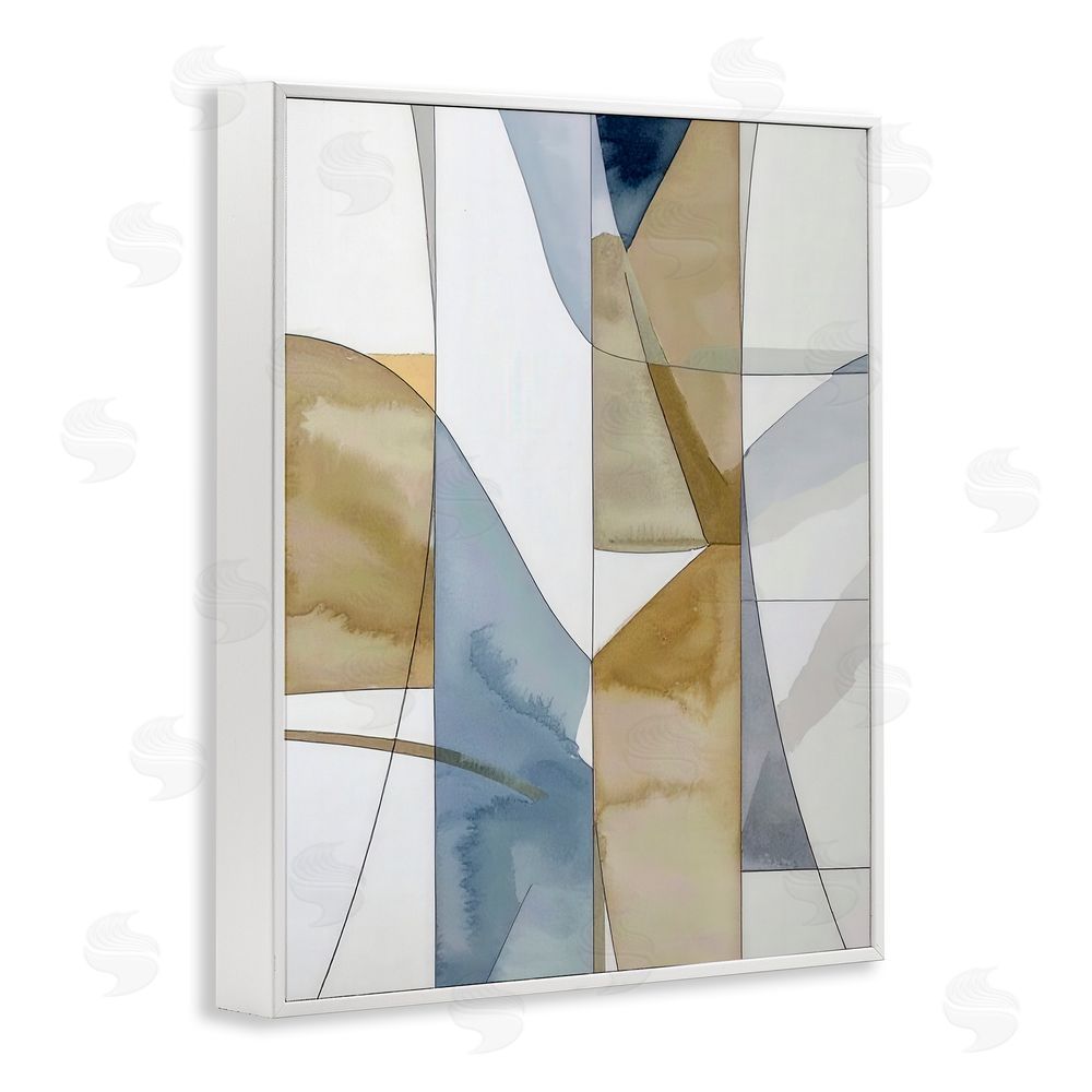 Alonza Saunders Geographic Abstract Sections White Framed Giclee Wall Art Print