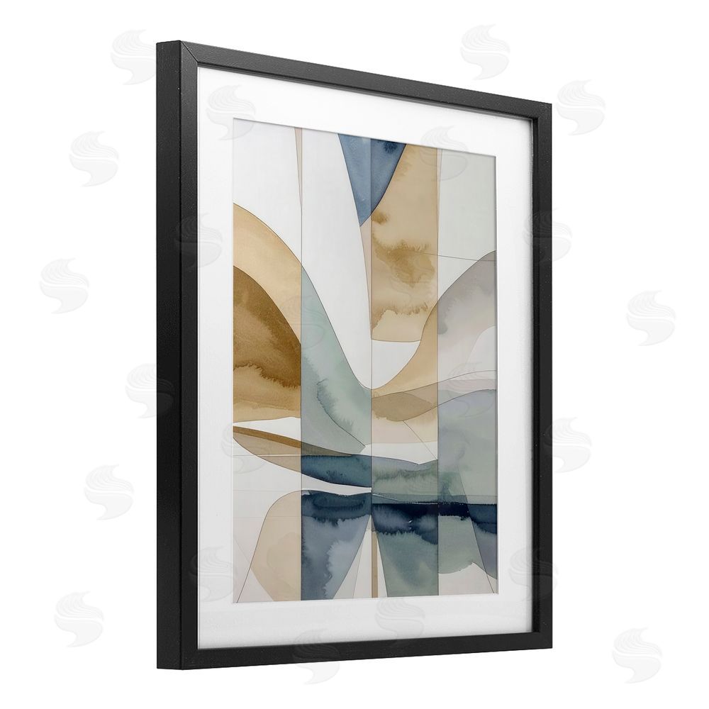 Alonza Saunders Geographic Fluid Abstraction Black Framed Print Under Glass Wall Art