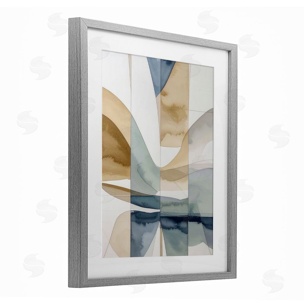 Alonza Saunders Geographic Fluid Abstraction Gray Framed Print Under Glass Wall Art