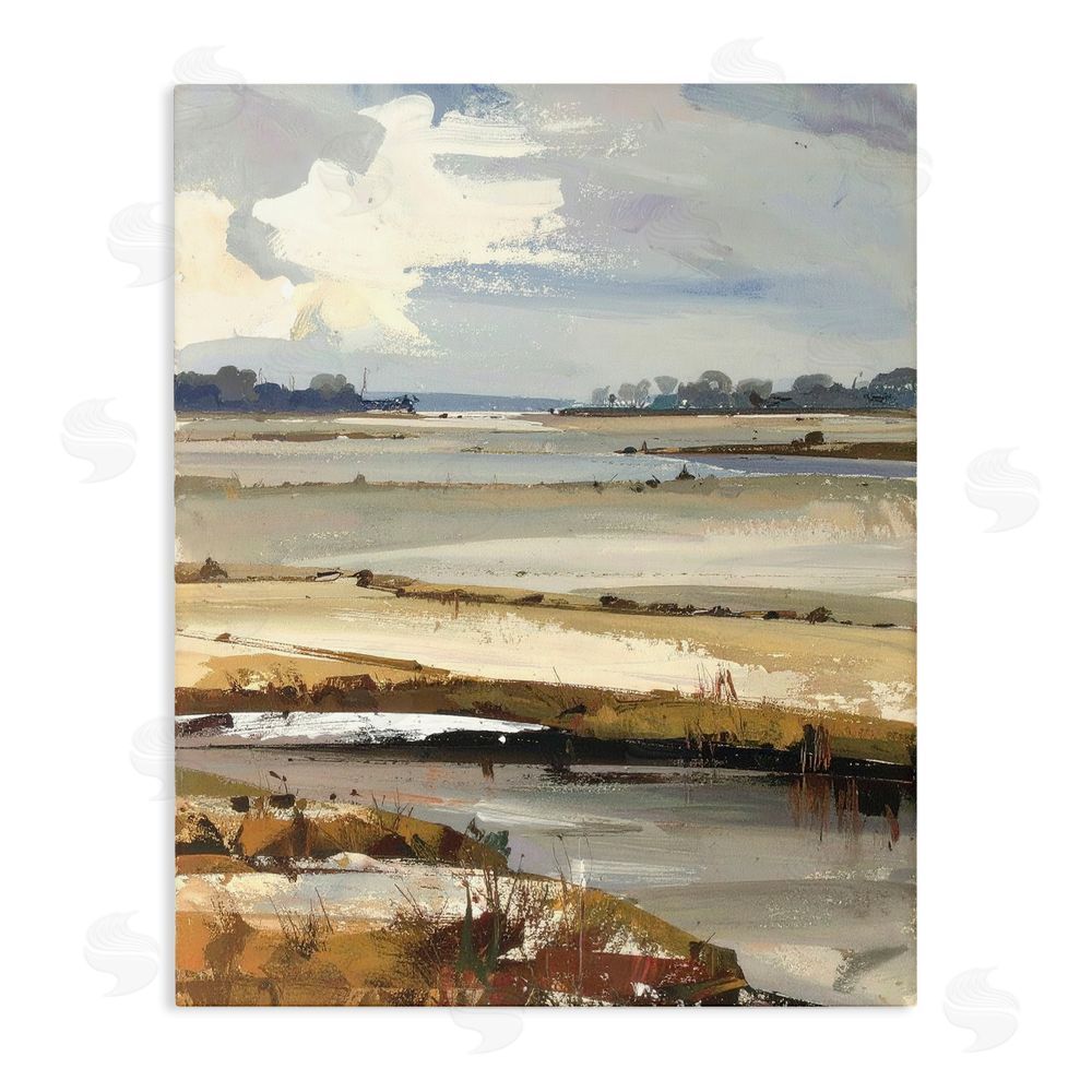 Alonza Saunders Earthy Distant Horizon Stretched Canvas Wall Art Print