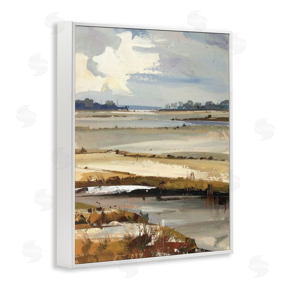 Alonza Saunders Earthy Distant Horizon White Framed Giclee Wall Art Print