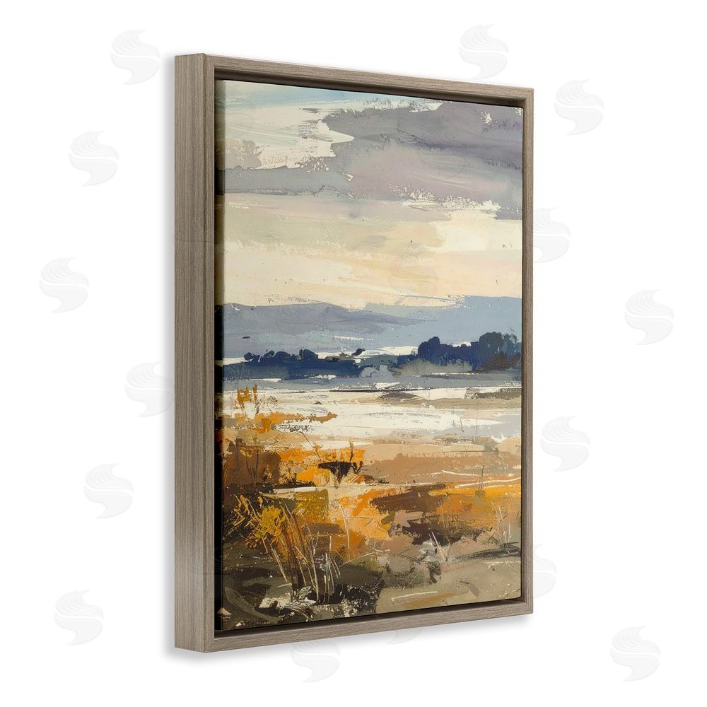 Alonza Saunders Distant Horizon Abstract Brown Floating Frame Canvas Wall Art Print
