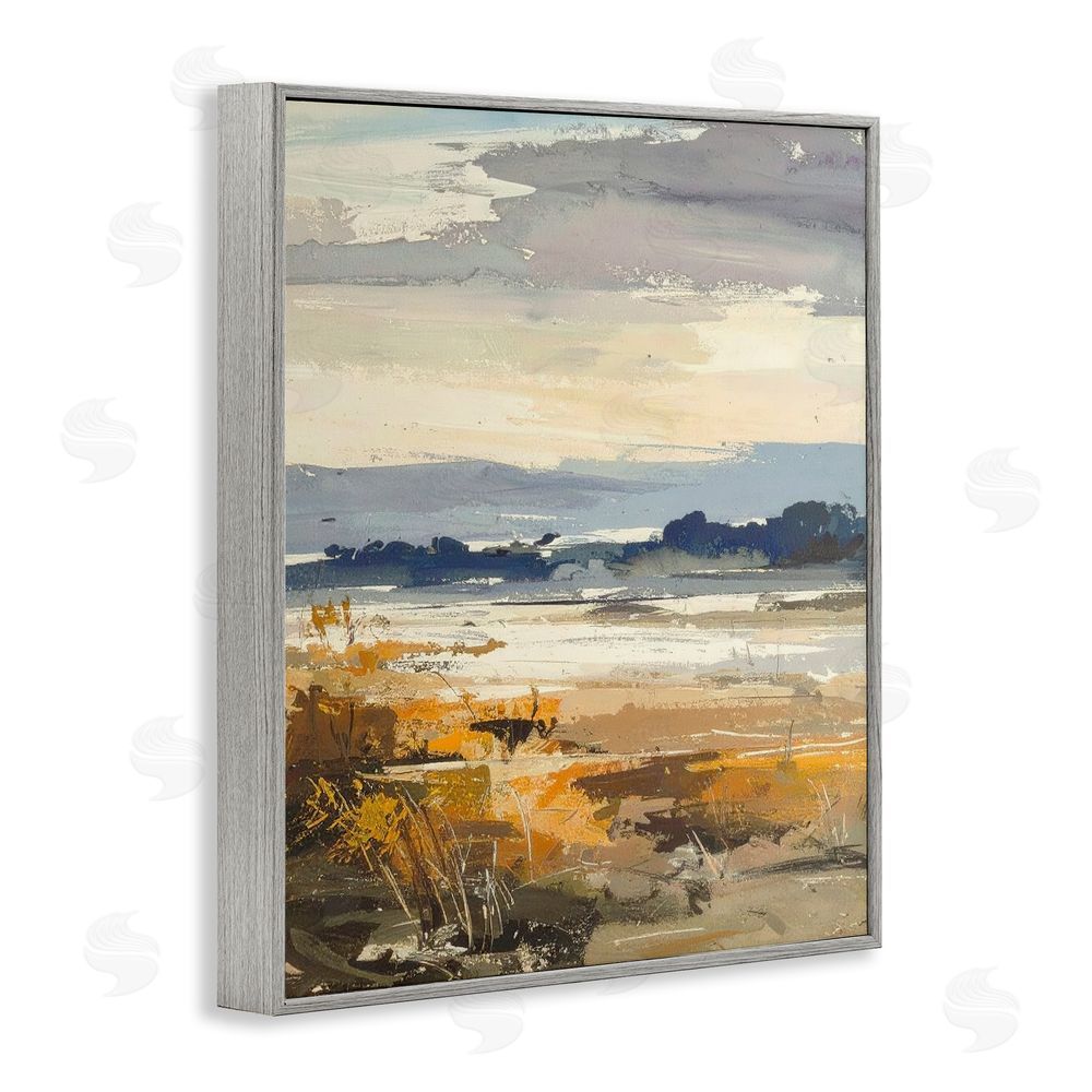 Alonza Saunders Distant Horizon Abstract Gray Framed Giclee Wall Art Print