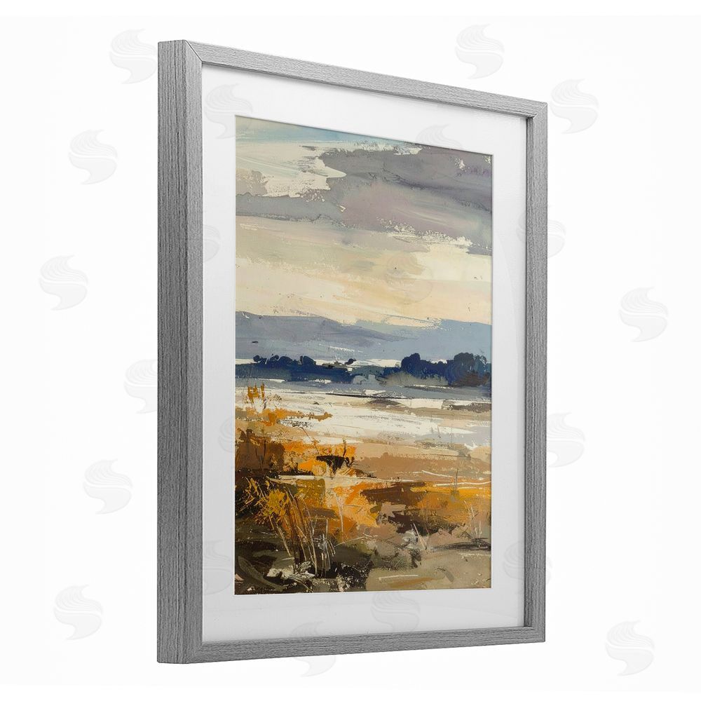 Alonza Saunders Distant Horizon Abstract Gray Framed Print Under Glass Wall Art