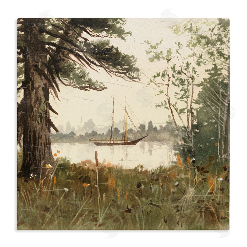 Lula Bijoux & co. Boating View Through Trees Stretched Canvas Wall Art Print