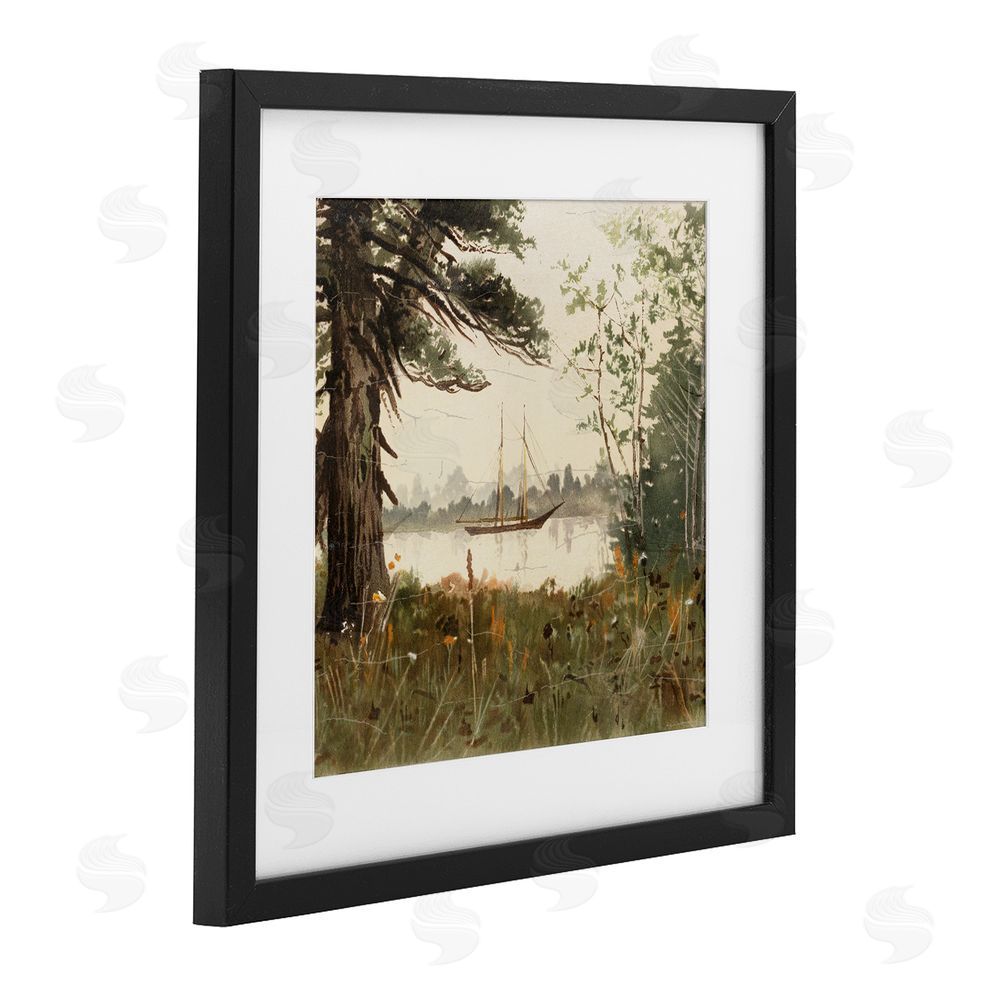 Lula Bijoux & co. Boating View Through Trees Black Framed Print Under Glass Wall Art