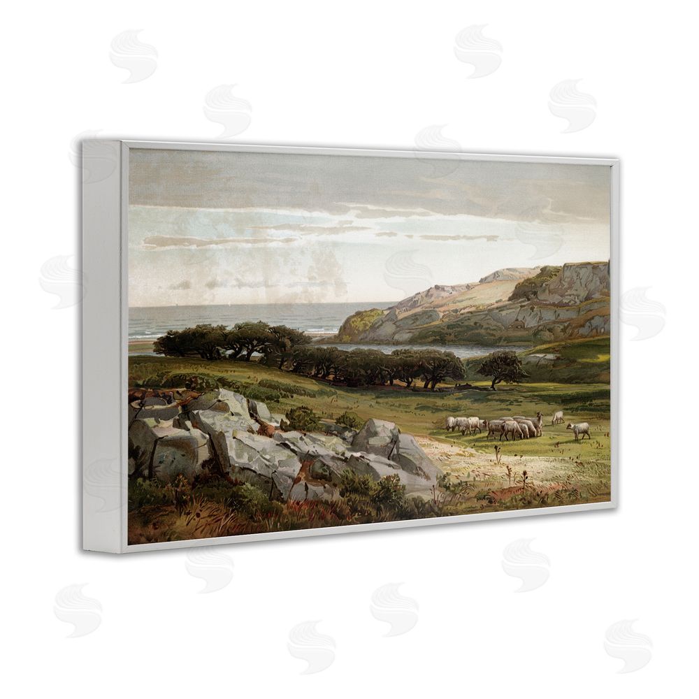 Lula Bijoux & co. Sheep in Passionate Landscape White Framed Giclee Wall Art Print