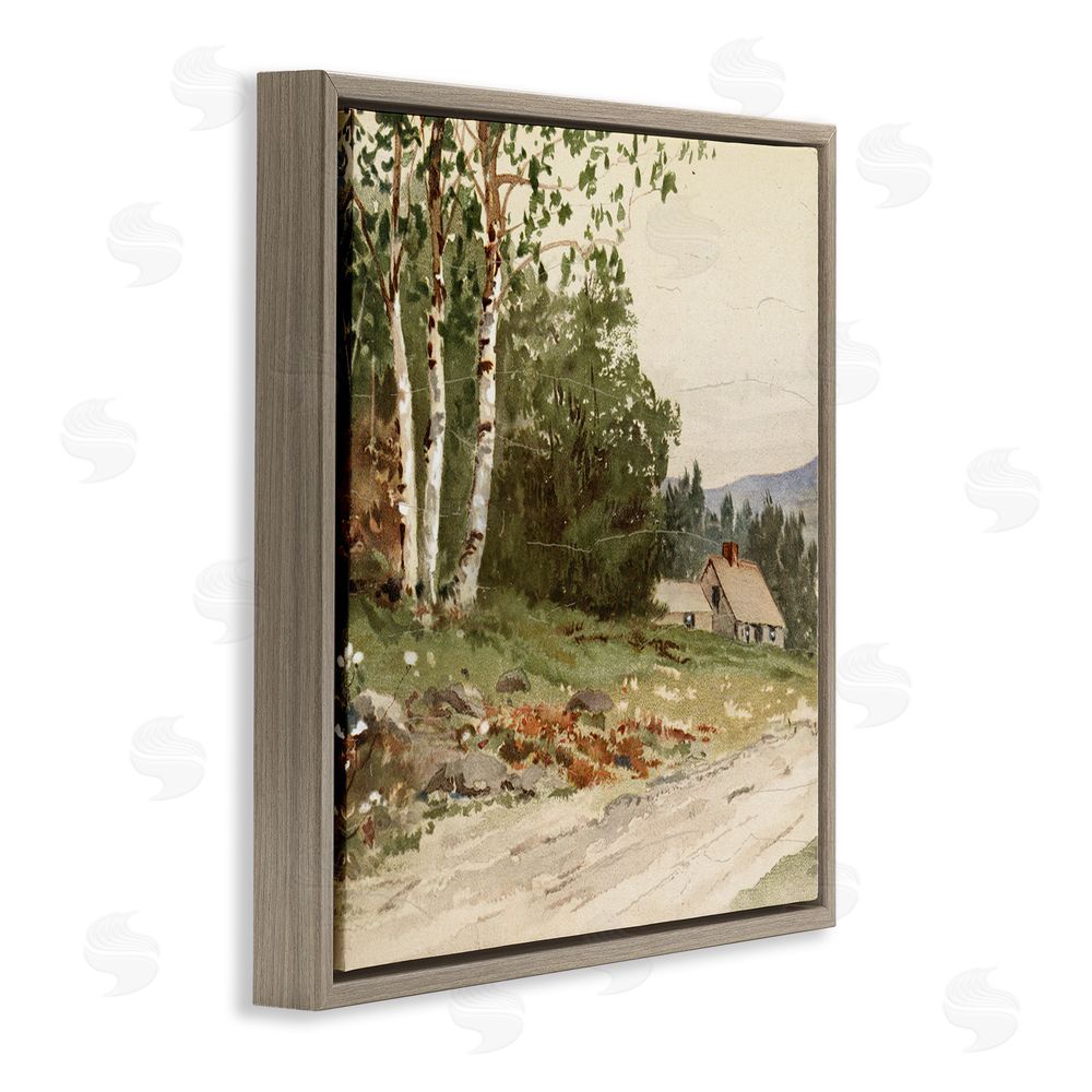 Lula Bijoux & co. Farm House Dirt Road Brown Floating Frame Canvas Wall Art Print