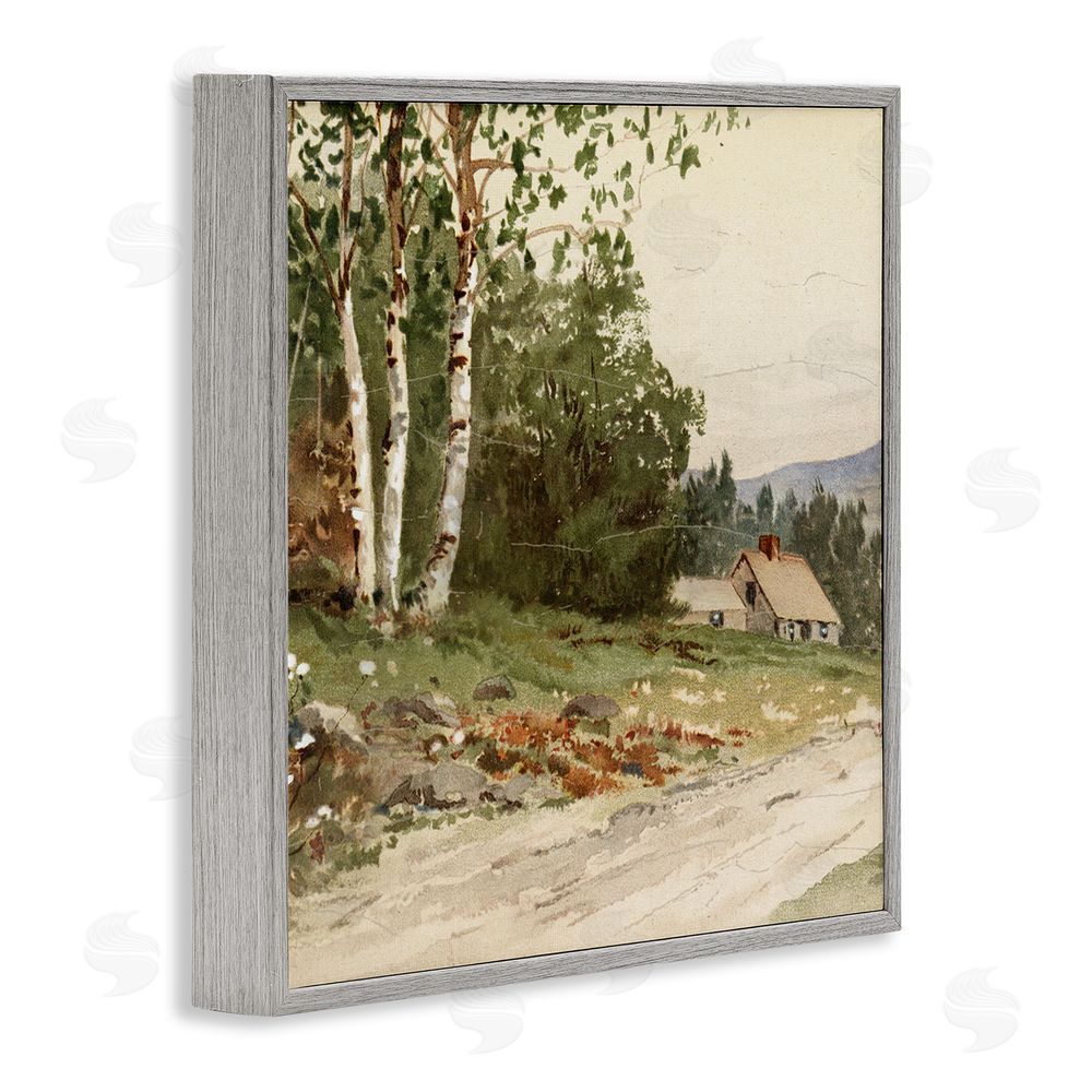Lula Bijoux & co. Farm House Dirt Road Gray Framed Giclee Wall Art Print
