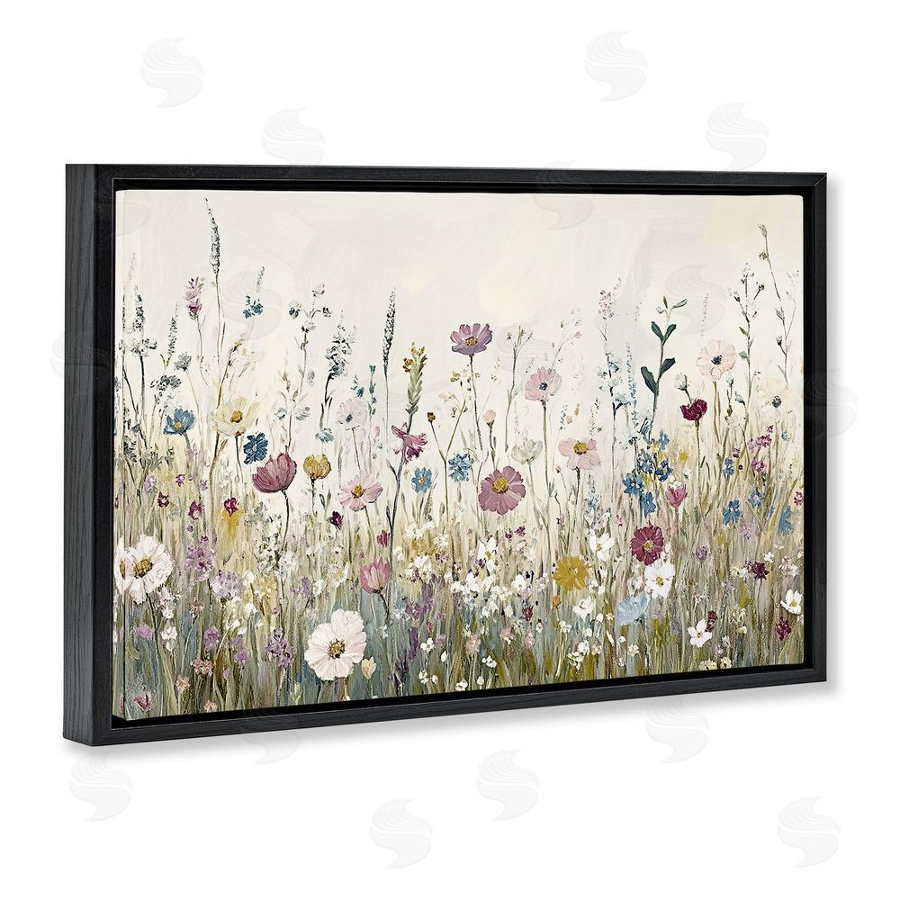 Kim Allen Spring Blooms Pastoral Meadow Black Floating Frame Canvas Wall Art Print