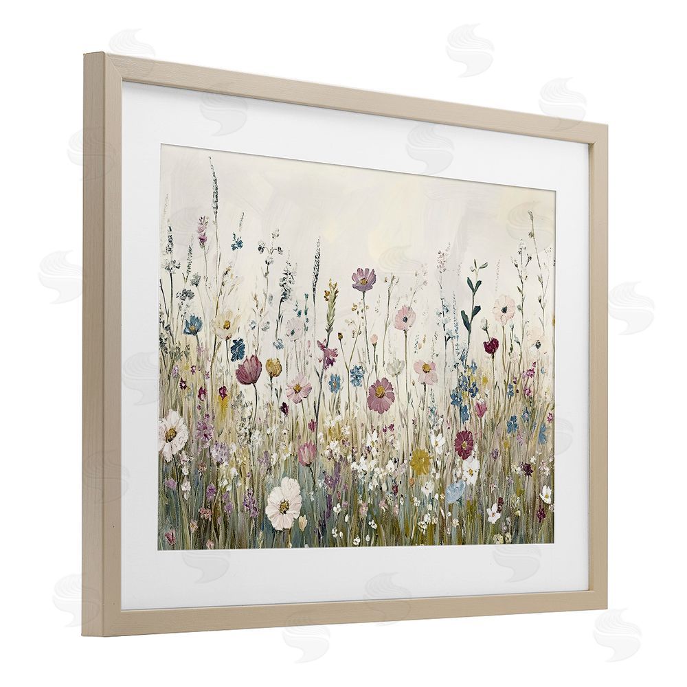 Kim Allen Spring Blooms Pastoral Meadow Brown Framed Print Under Glass Wall Art
