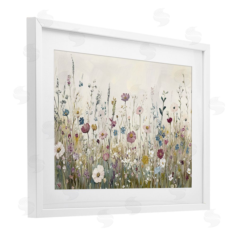 Kim Allen Spring Blooms Pastoral Meadow White Framed Print Under Glass Wall Art