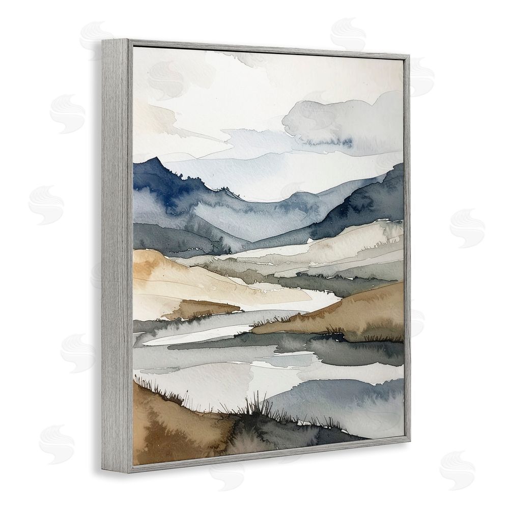 Alonza Saunders Flow Of Water River Gray Framed Giclee Wall Art Print