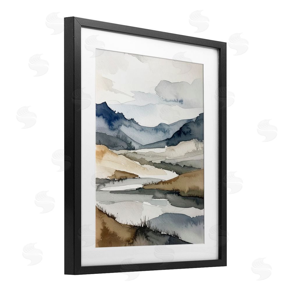 Alonza Saunders Flow Of Water River Black Framed Print Under Glass Wall Art