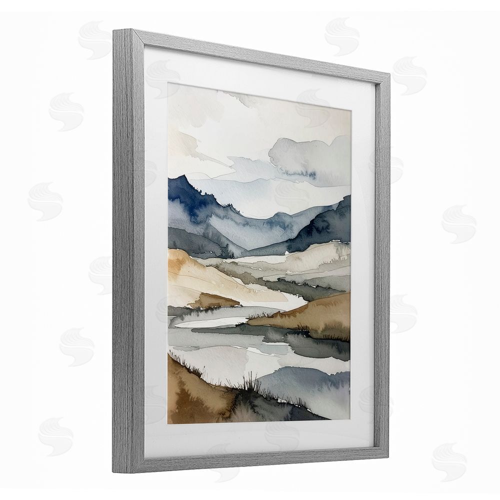 Alonza Saunders Flow Of Water River Gray Framed Print Under Glass Wall Art