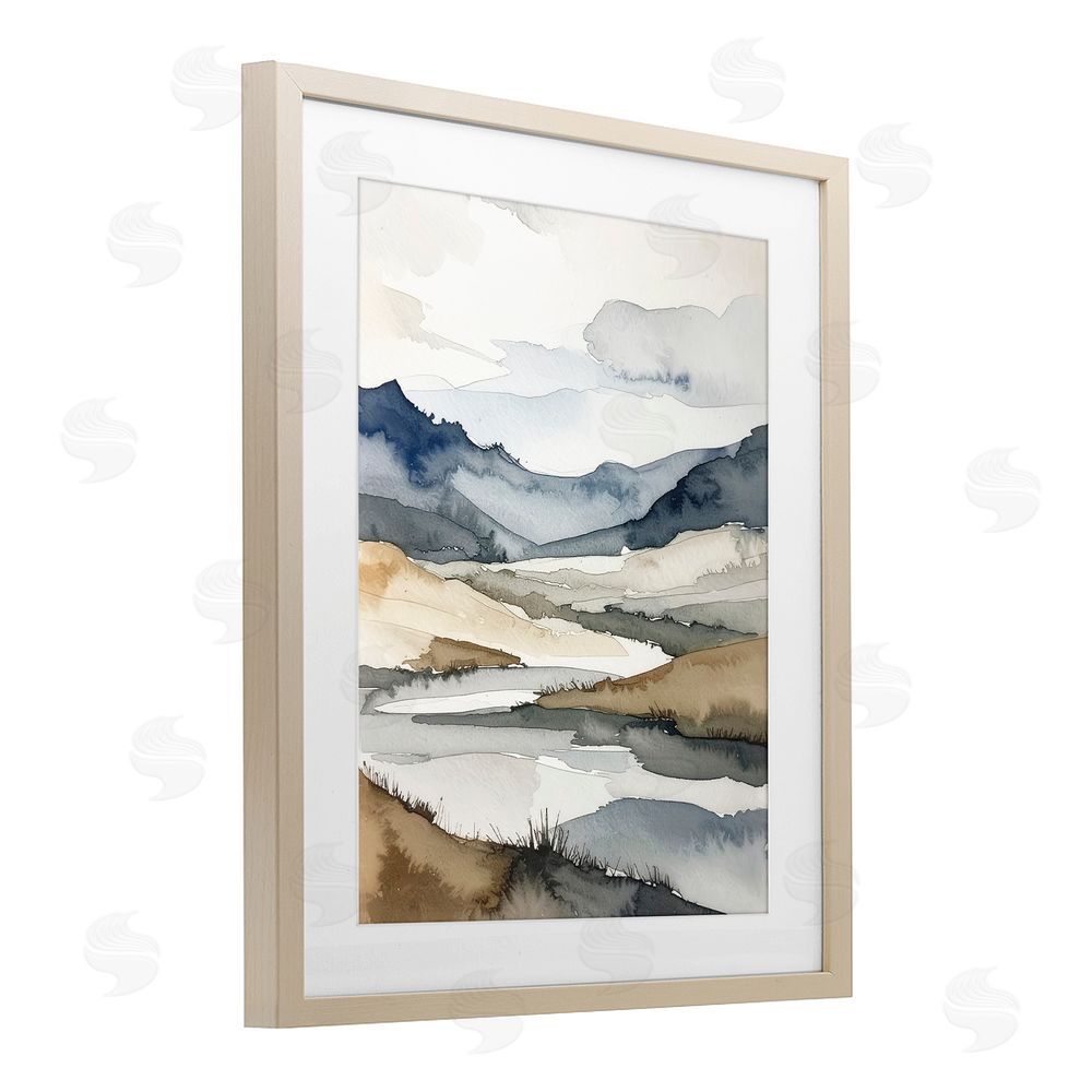 Alonza Saunders Flow Of Water River Brown Framed Print Under Glass Wall Art