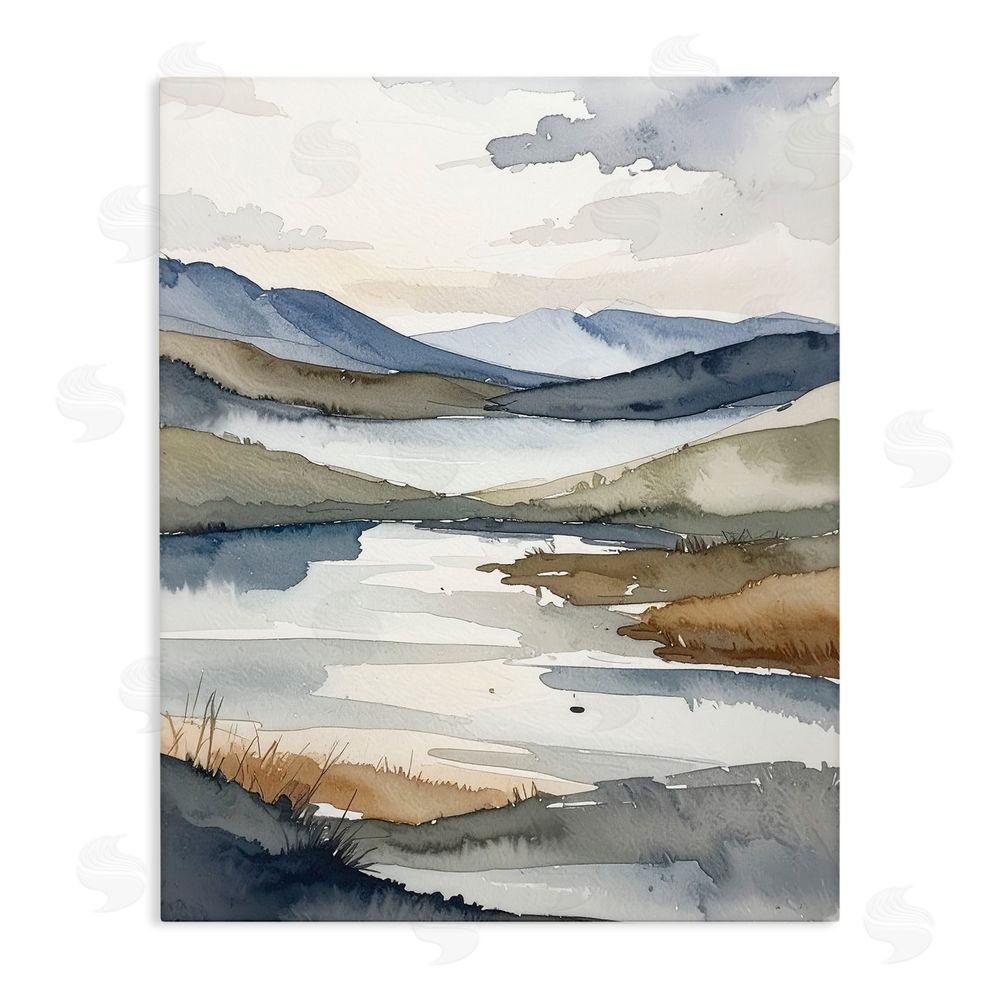 Alonza Saunders Flow Of Water Pond Stretched Canvas Wall Art Print