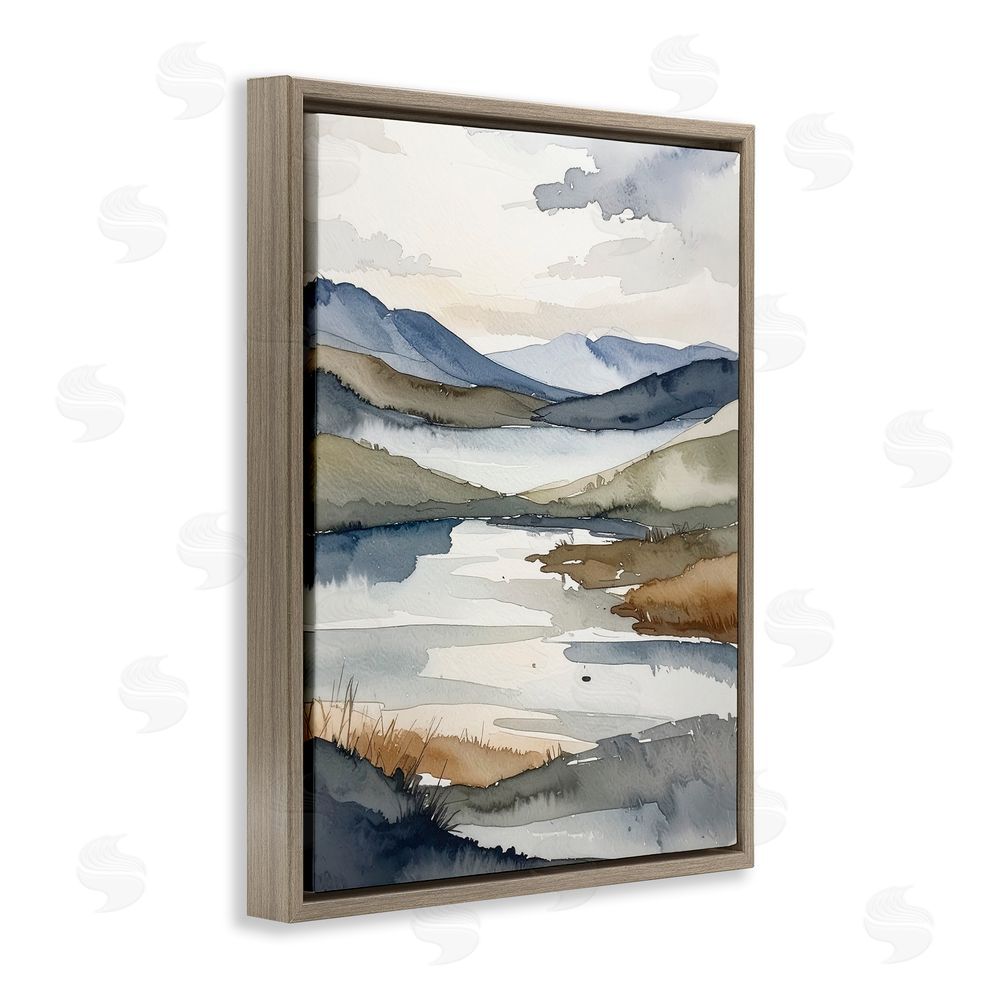 Alonza Saunders Flow Of Water Pond Brown Floating Frame Canvas Wall Art Print