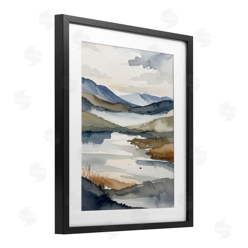 Alonza Saunders Flow Of Water Pond Black Framed Print Under Glass Wall Art