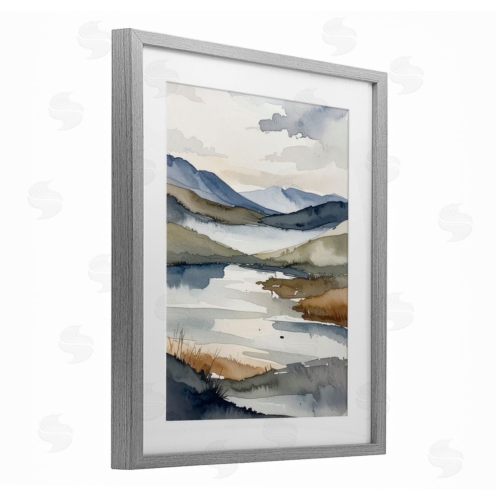 Alonza Saunders Flow Of Water Pond Gray Framed Print Under Glass Wall Art