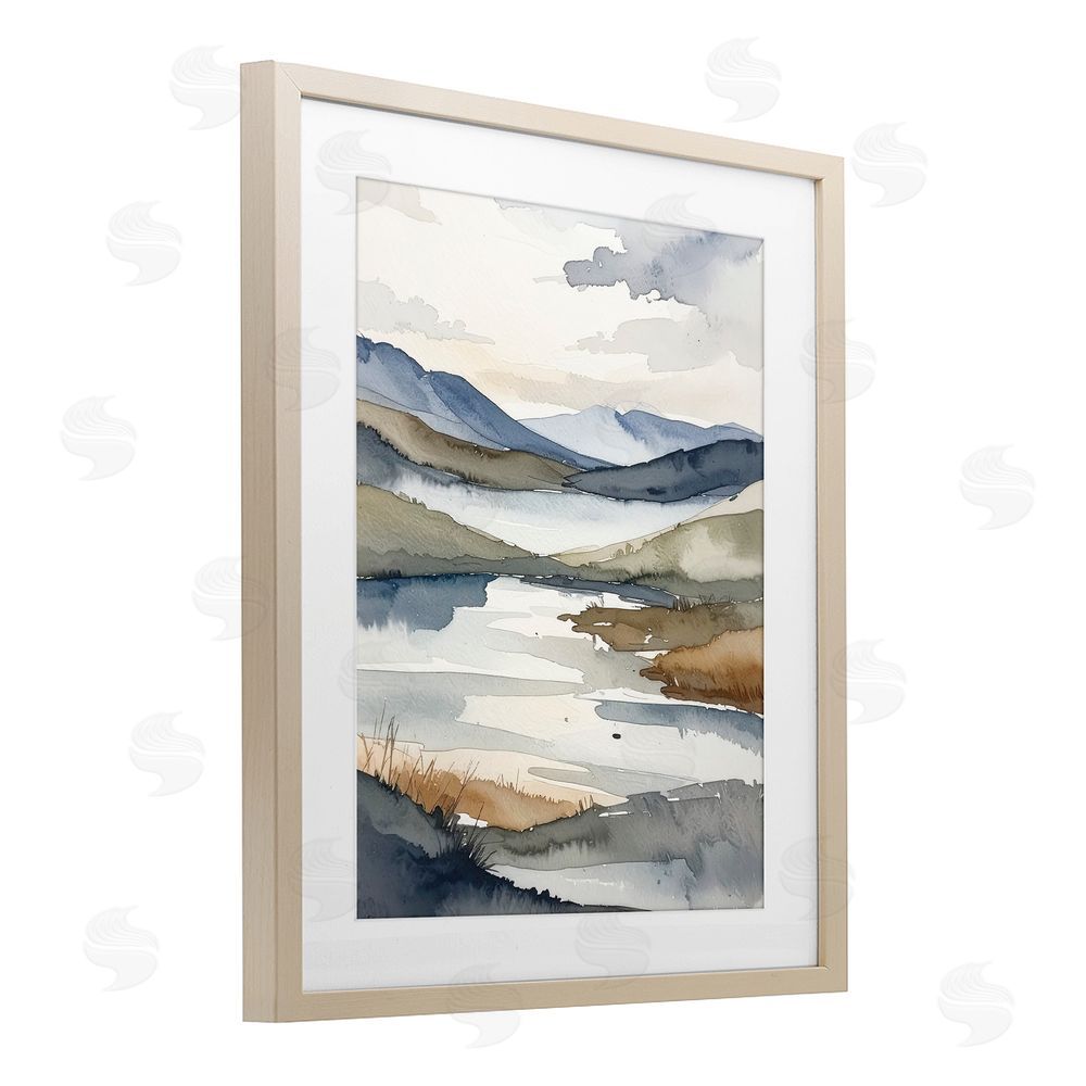 Alonza Saunders Flow Of Water Pond Brown Framed Print Under Glass Wall Art