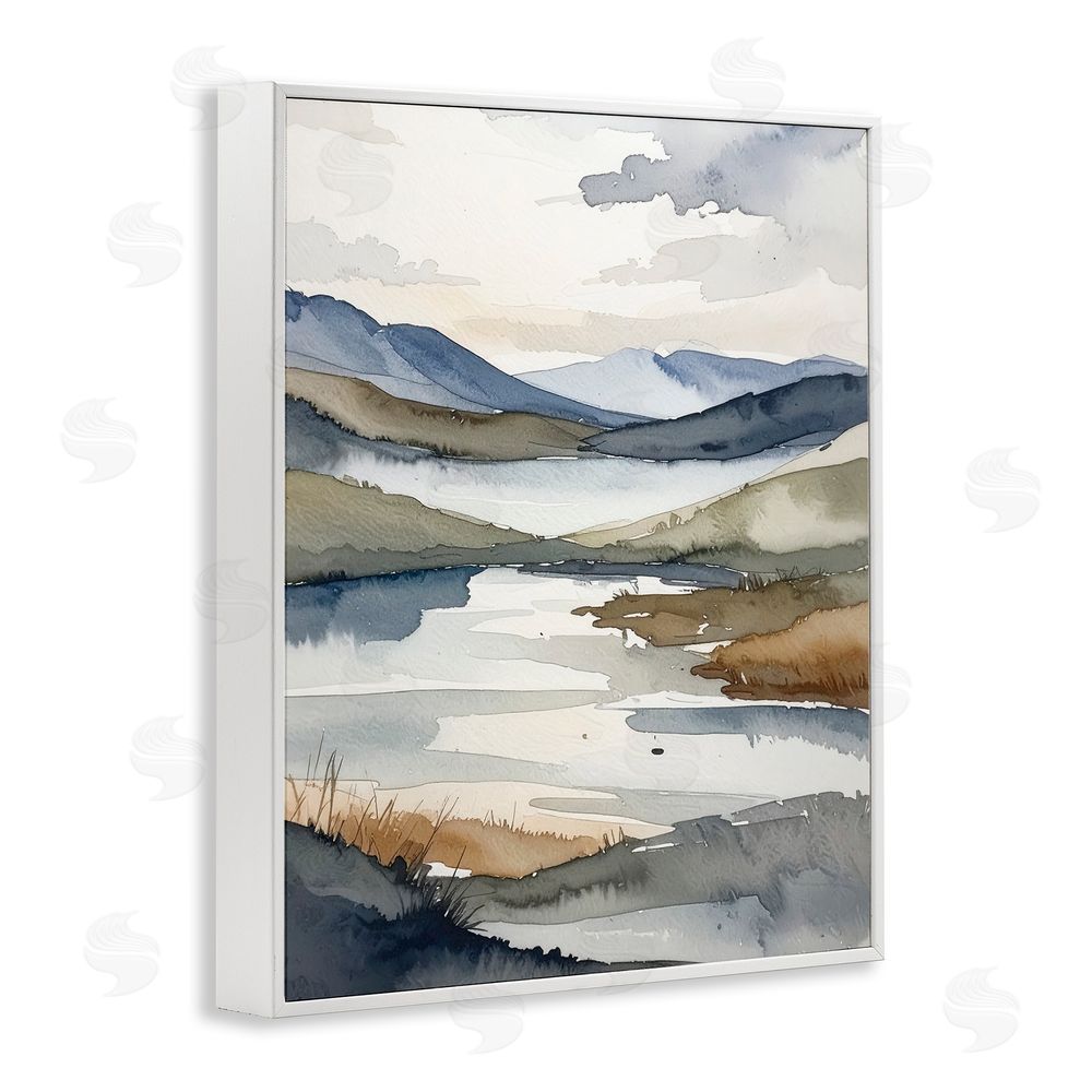 Alonza Saunders Flow Of Water Pond White Framed Giclee Wall Art Print