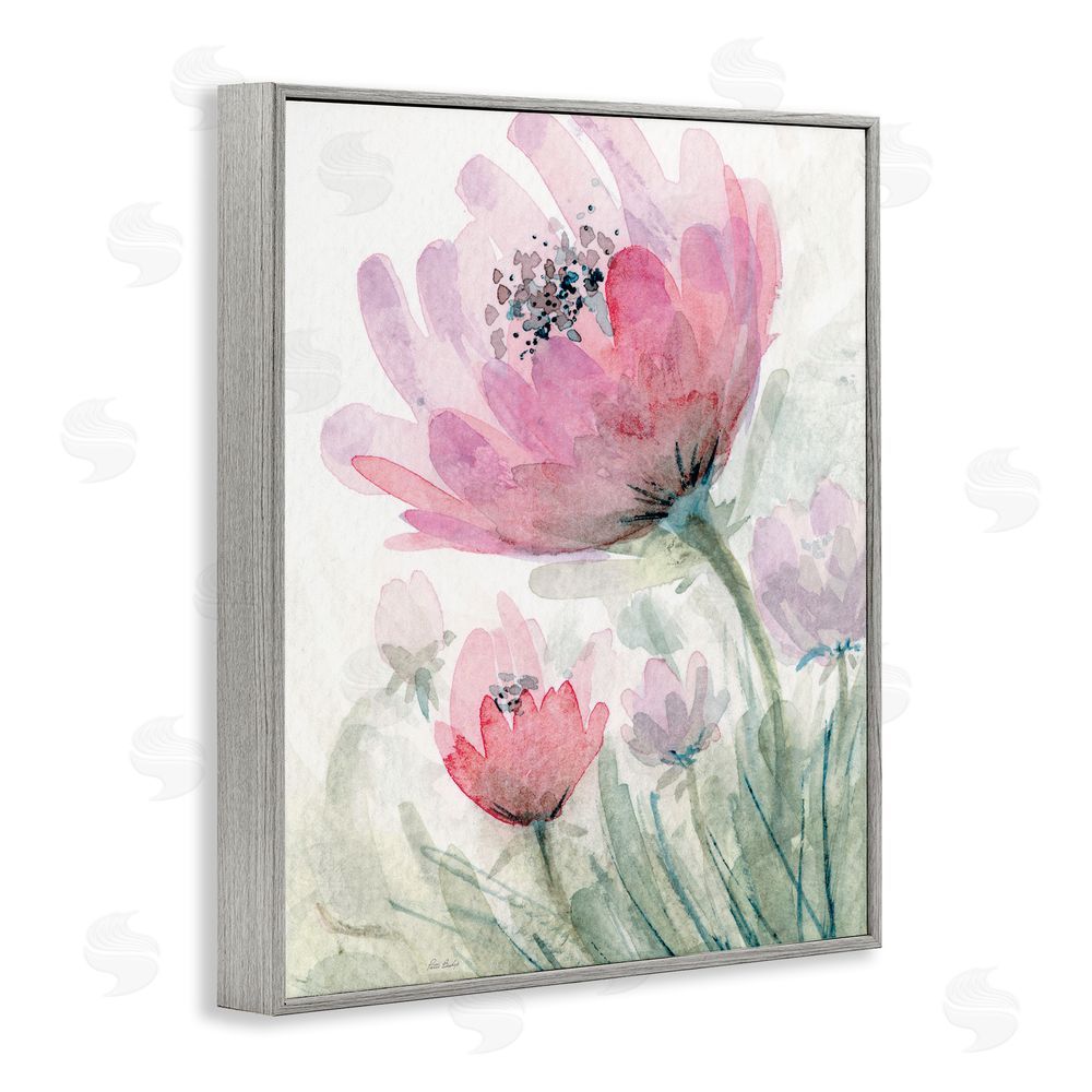 Patti Bishop Pink Flower Blossoms Gray Framed Giclee Wall Art Print
