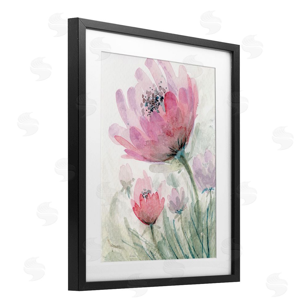 Patti Bishop Pink Flower Blossoms Black Framed Print Under Glass Wall Art